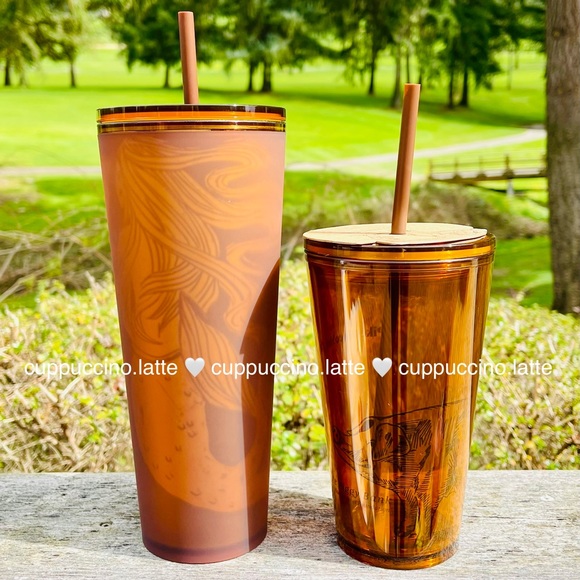 🤎NEW SET🤎2 Starbucks Pike Place Amber First Store Tumblers - Picture 2 of 5